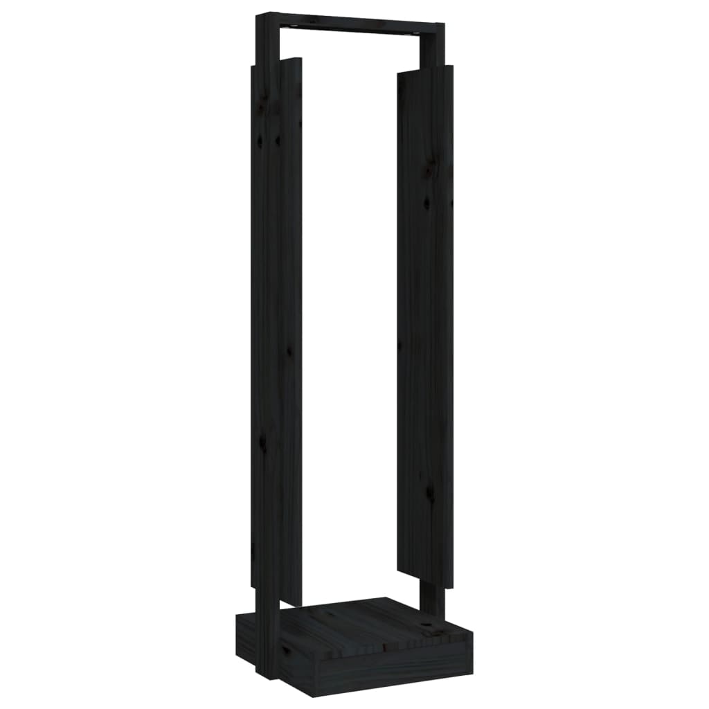 vidaXL Soporte para leña madera maciza de pino negro 33,5x30x110 cm