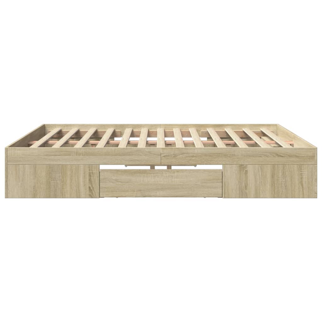 vidaXL Estructura de cama madera de ingeniería roble Sonoma 200x200 cm