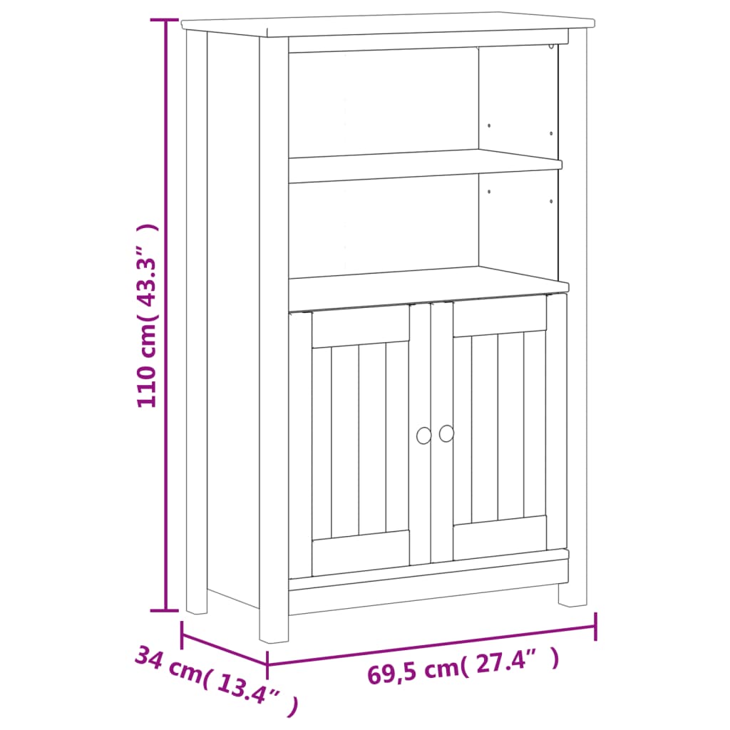 vidaXL Mueble de baño BERG madera maciza de pino blanco 69,5x34x110 cm