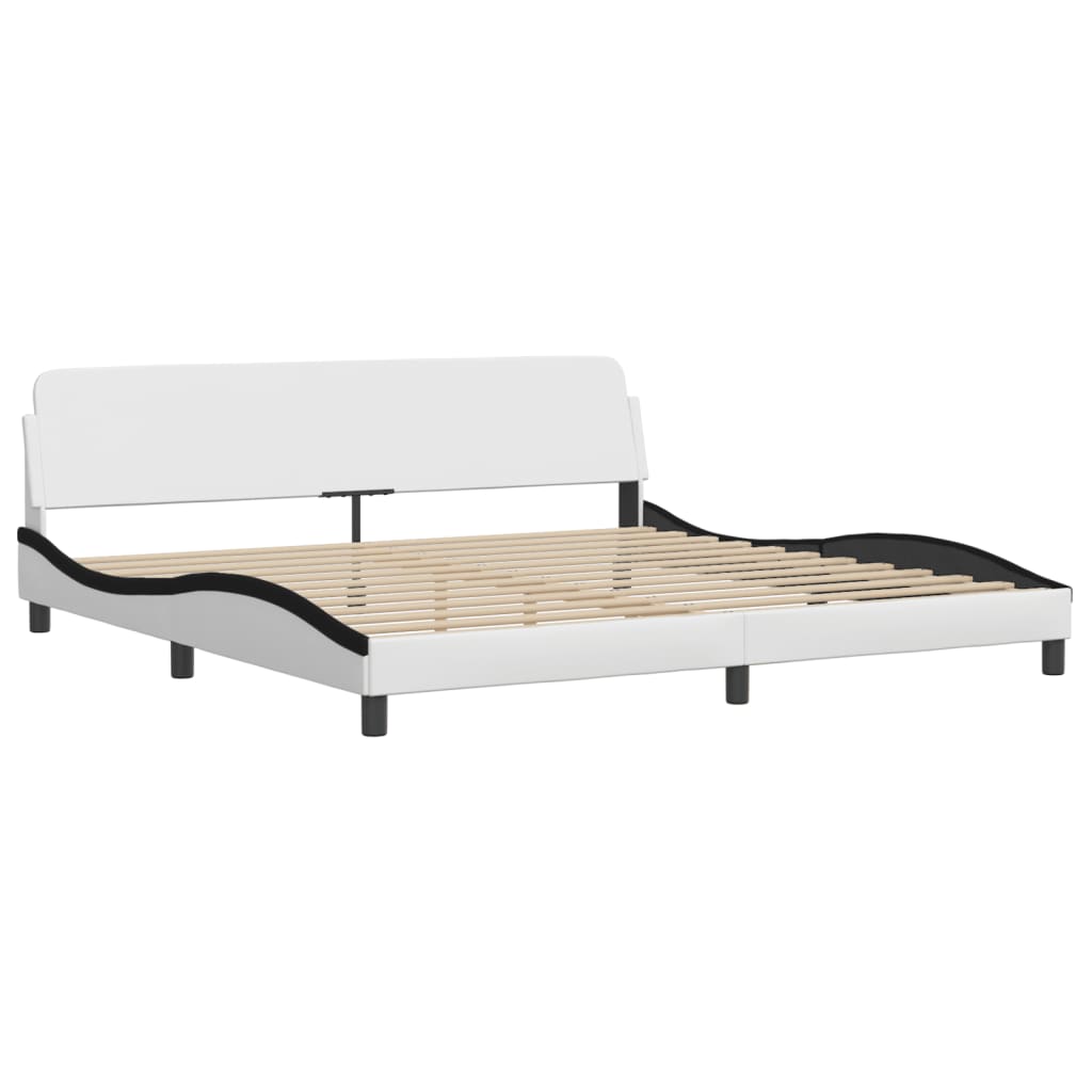 vidaXL Estructura cama con LED cuero sintético blanco negro 200x200 cm