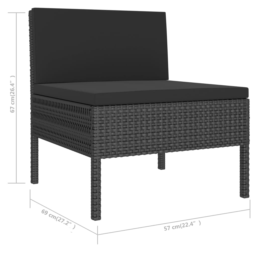 vidaXL Set de muebles de jardín 6 pzas y cojines ratán sintético negro