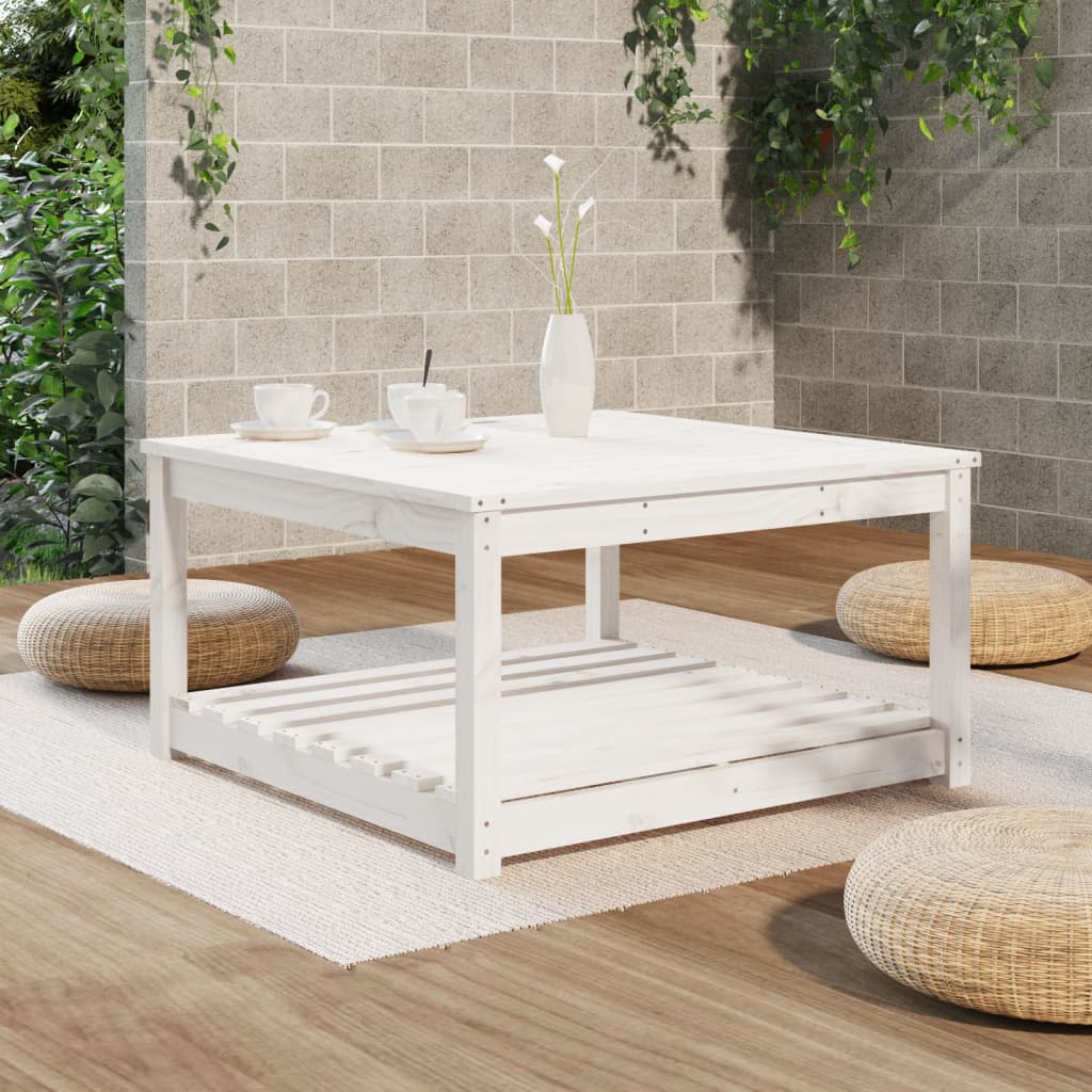 vidaXL Mesa de jardín madera maciza pino blanco 82,5x82,5x45 cm