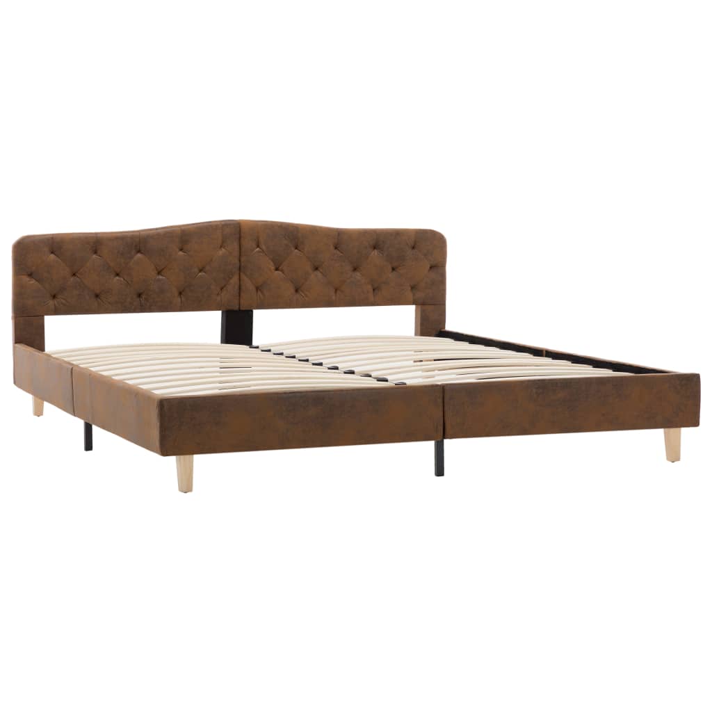 vidaXL Estructura de cama cuero sintético de ante marrón 180x200 cm