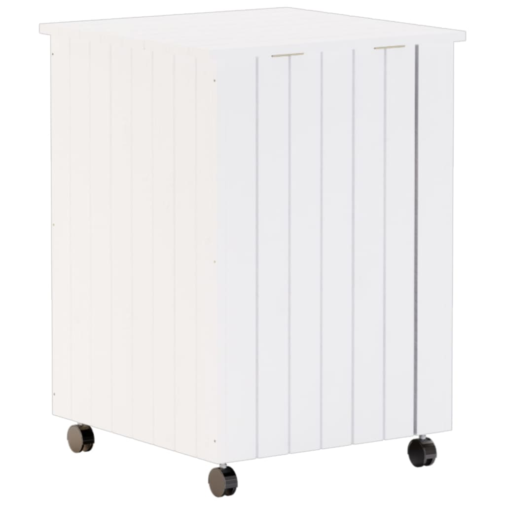 vidaXL Cesta ropa sucia con ruedas RANA madera pino blanca 45x45x64 cm