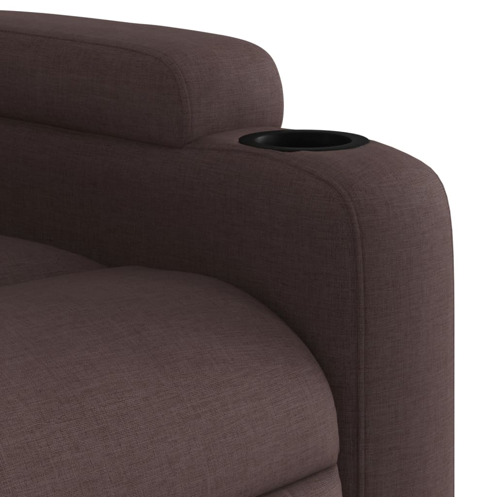 vidaXL Sillón reclinable eléctrico tela marrón oscuro