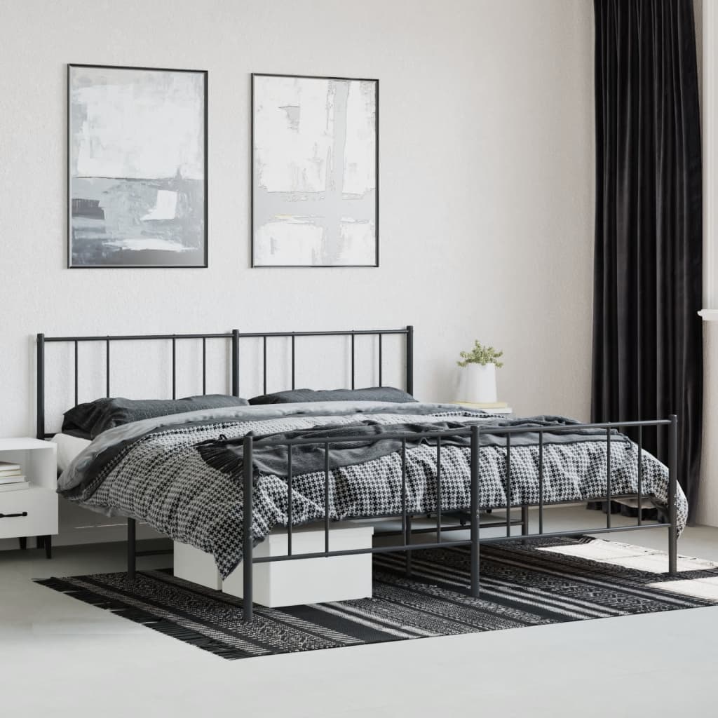 vidaXL Estructura cama sin colchón con estribo metal negro 193x203 cm