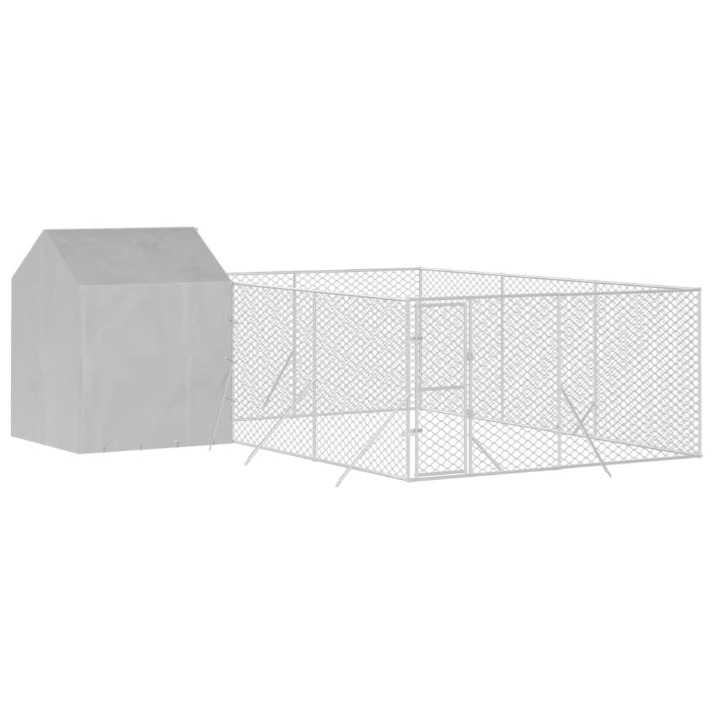 vidaXL Perrera de exterior con techo acero galvanizado plata 6x6x2,5 m