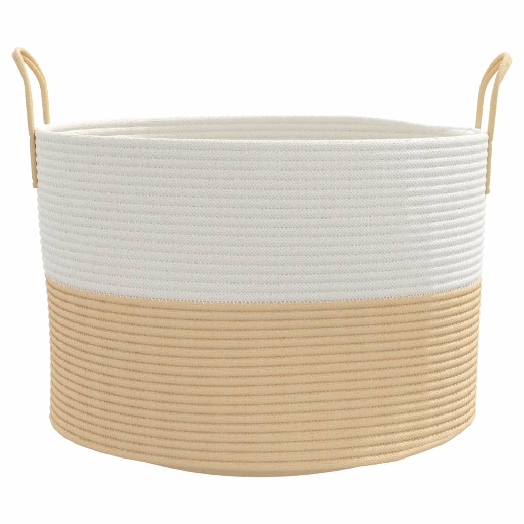 vidaXL Cesta de almacenaje algodón beige y blanco Ø51x33 cm