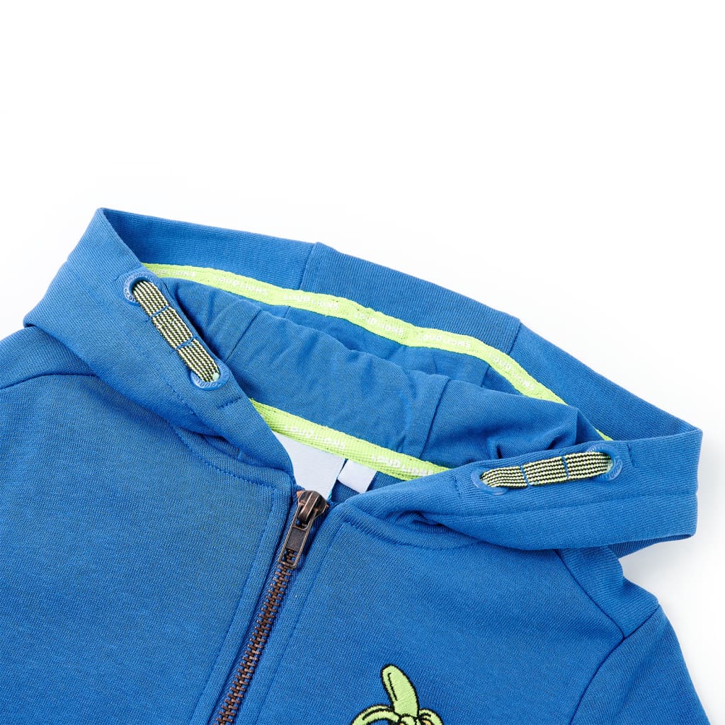 Sudadera infantil con capucha y cremallera azul 116