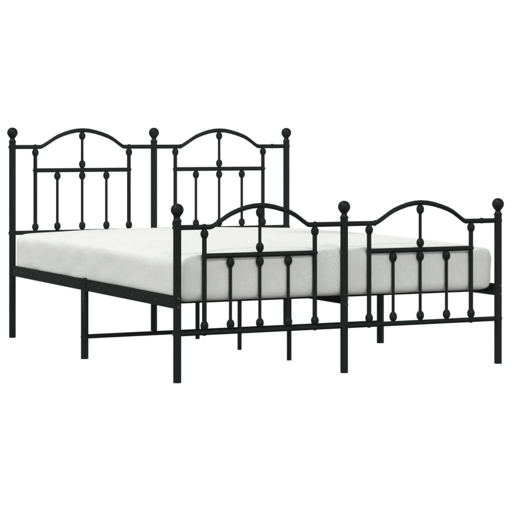 vidaXL Estructura de cama cabecero y estribo metal negro 140x190 cm