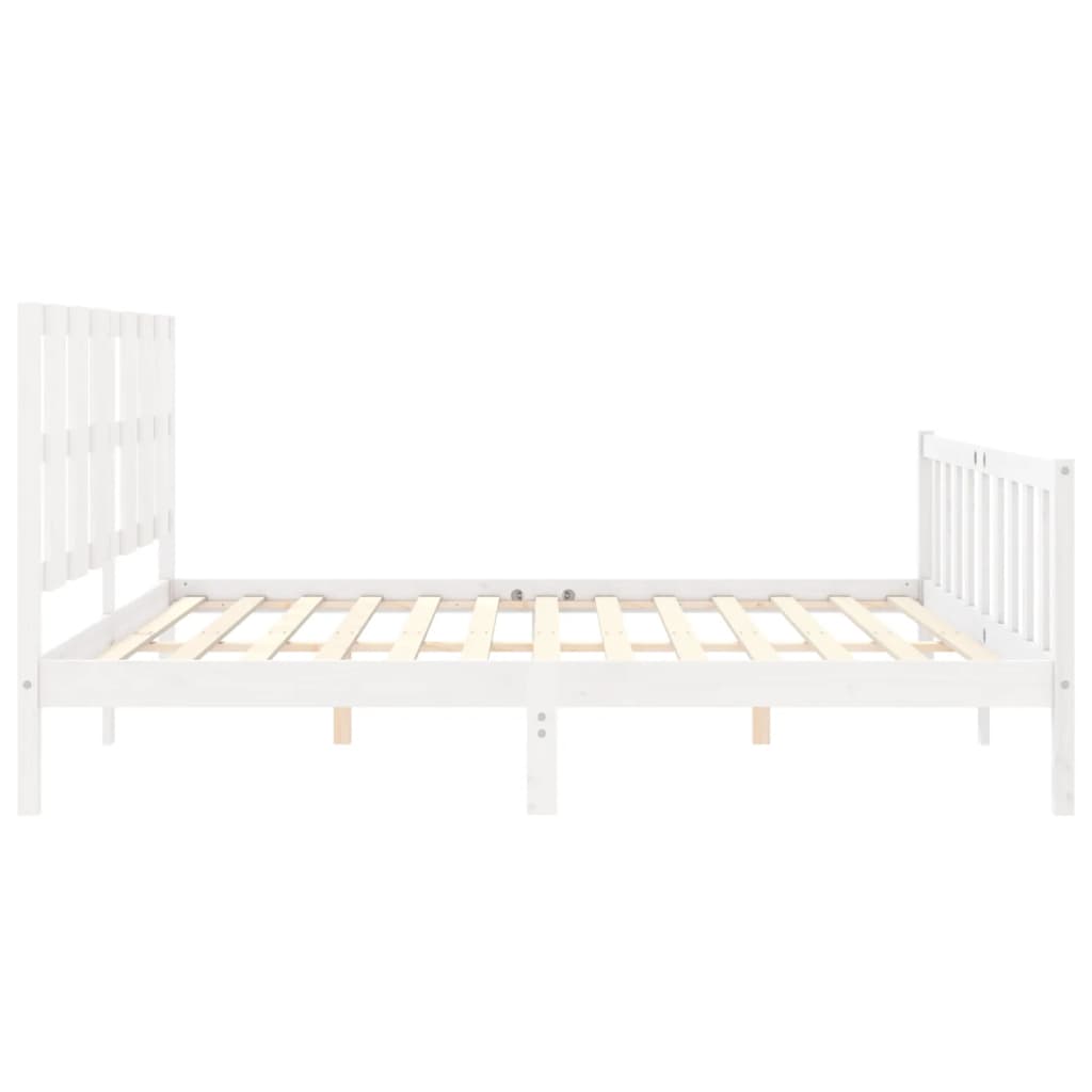 vidaXL Estructura de cama con cabecero madera maciza blanco 180x200 cm