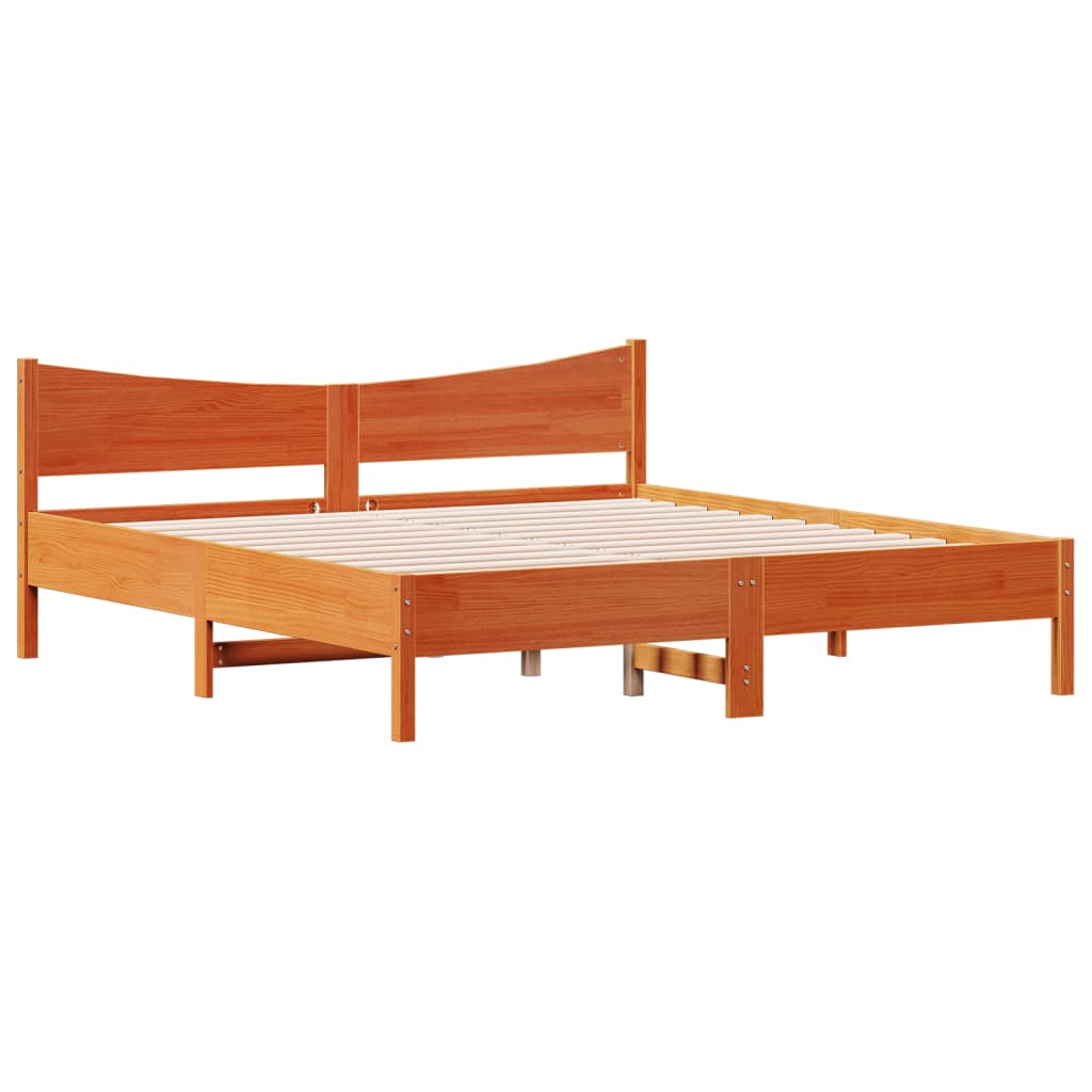 vidaXL Cama sin colchón madera maciza de pino marrón cera 180x200 cm