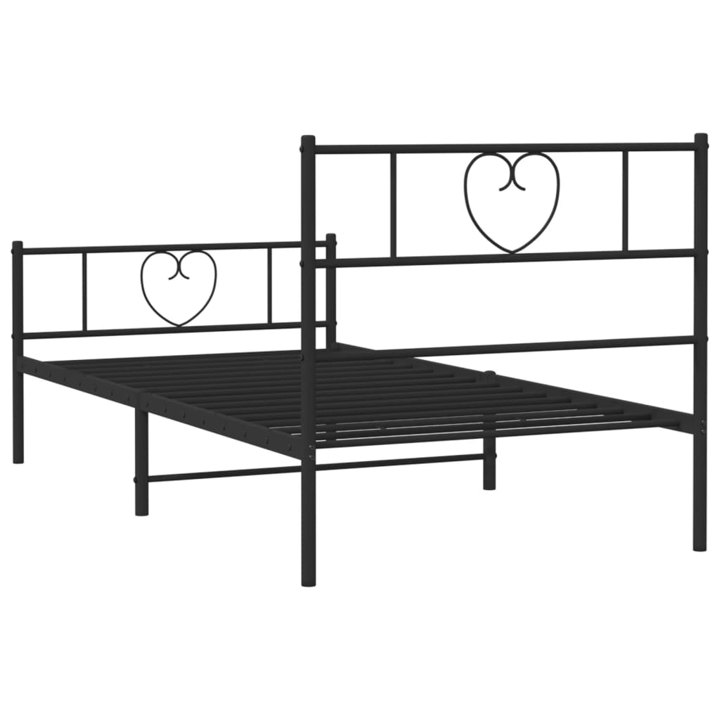 vidaXL Estructura cama sin colchón con estribo metal negro 100x190 cm