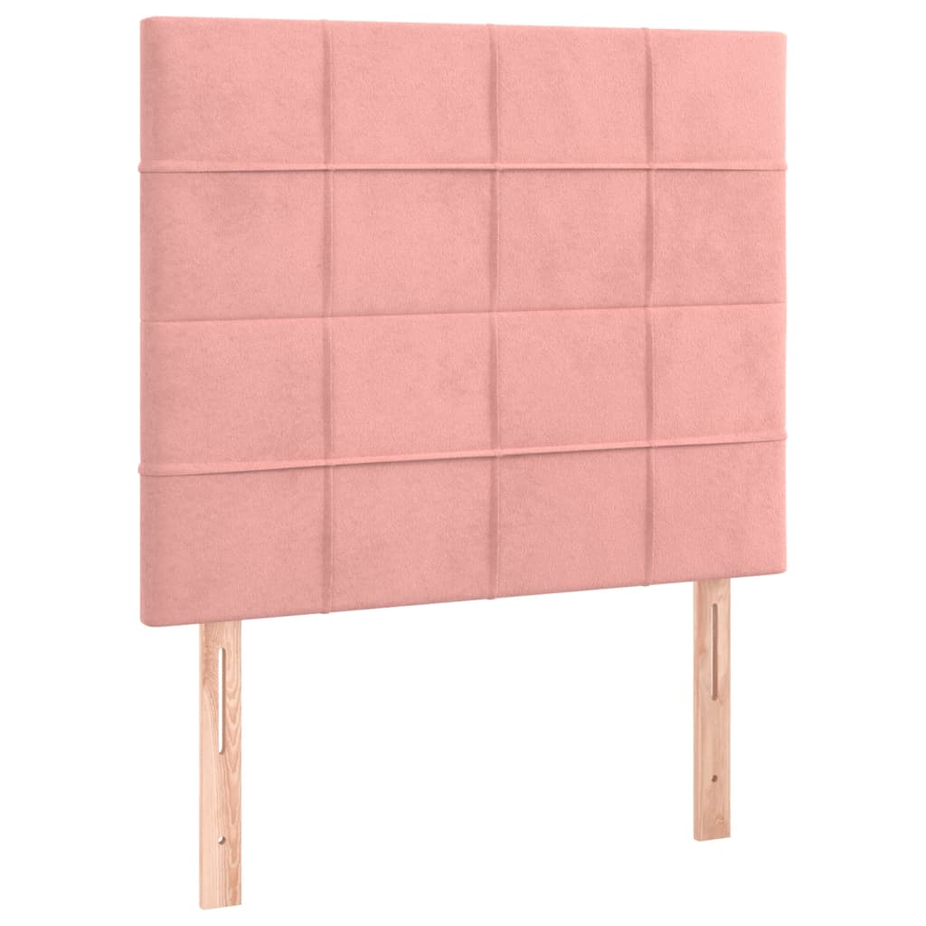 vidaXL Cama box spring colchón y LED terciopelo rosa 120x200 cm