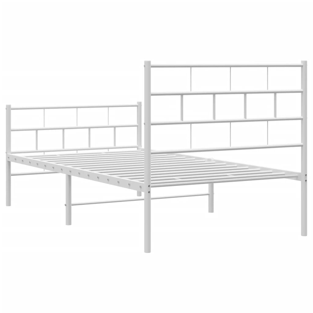 vidaXL Estructura cama sin colchón con estribo metal blanco 100x190 cm