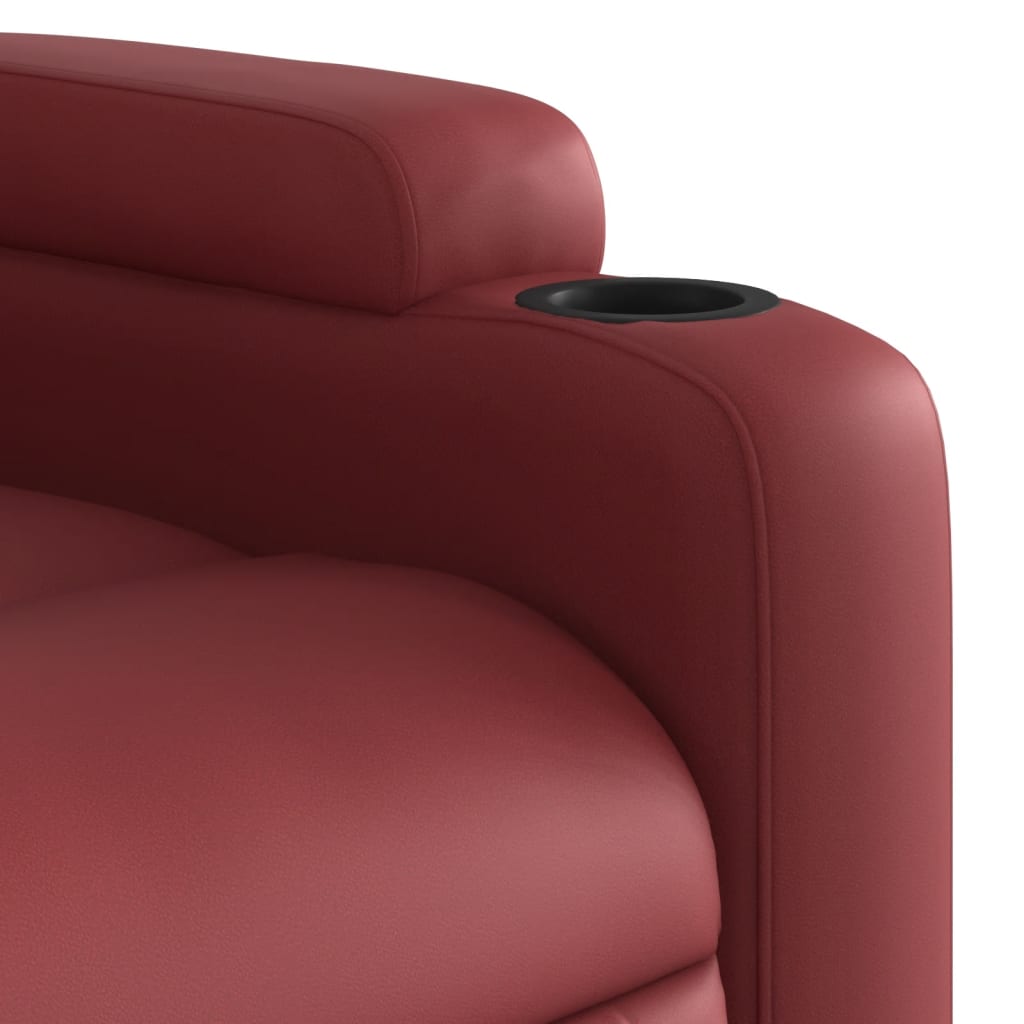 vidaXL Sillón de masaje reclinable cuero sintético rojo tinto