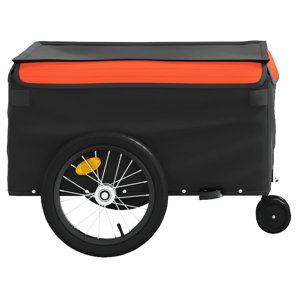 vidaXL Remolque para bicicleta hierro negro y naranja 45 kg