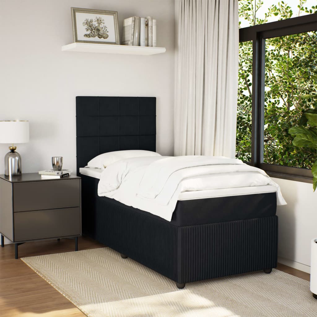 vidaXL Cama box spring con colchón cuero sintético negro 90x190 cm