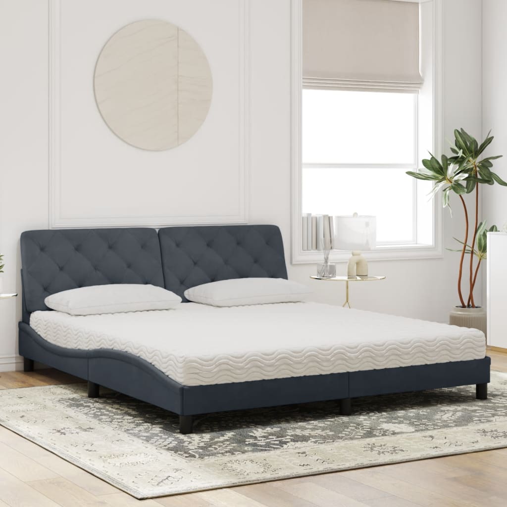 vidaXL Cama con colchón terciopelo gris oscuro 180x200 cm