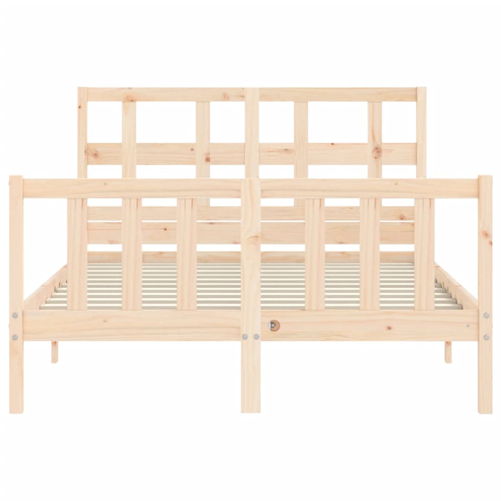 vidaXL Estructura de cama de matrimonio con cabecero madera maciza