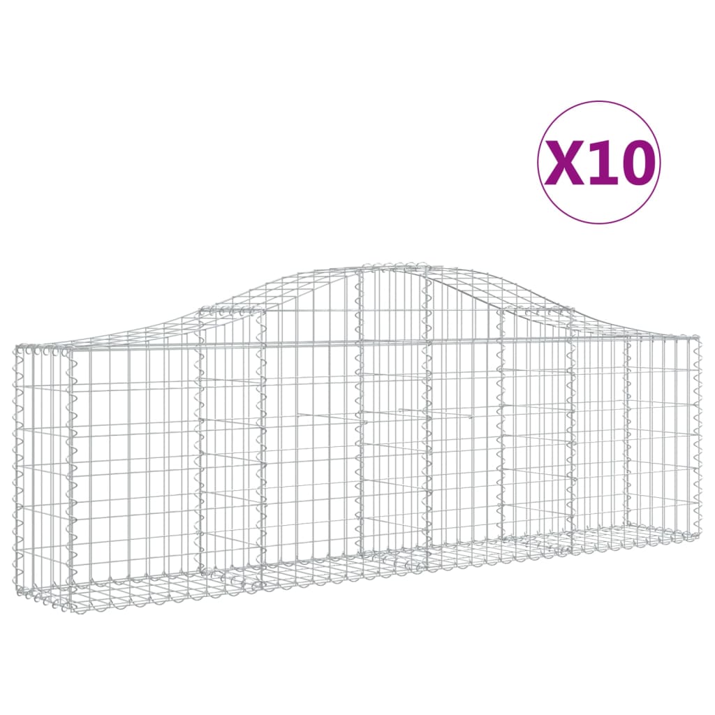 vidaXL Cestas de gaviones 10 uds forma de arco hierro 200x30x60/80 cm