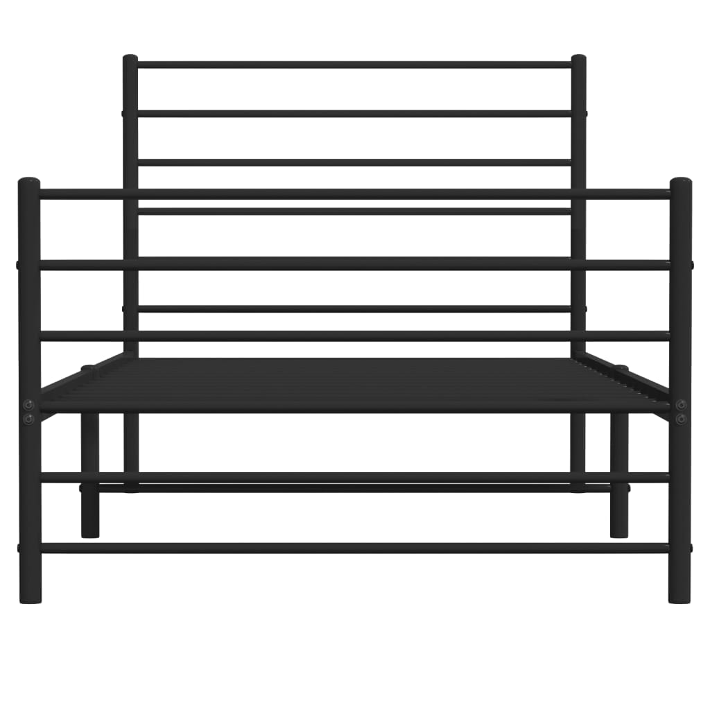 vidaXL Estructura cama sin colchón con estribo metal negro 90x190 cm