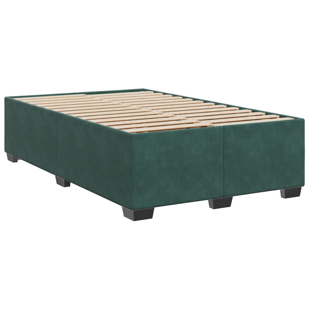 vidaXL Cama box spring con colchón terciopelo verde oscuro 120x200 cm