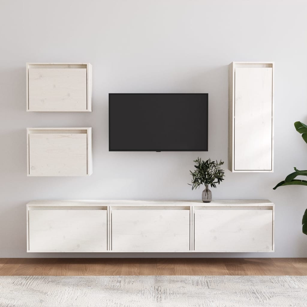 vidaXL Muebles para TV 6 piezas madera maciza de pino blanco