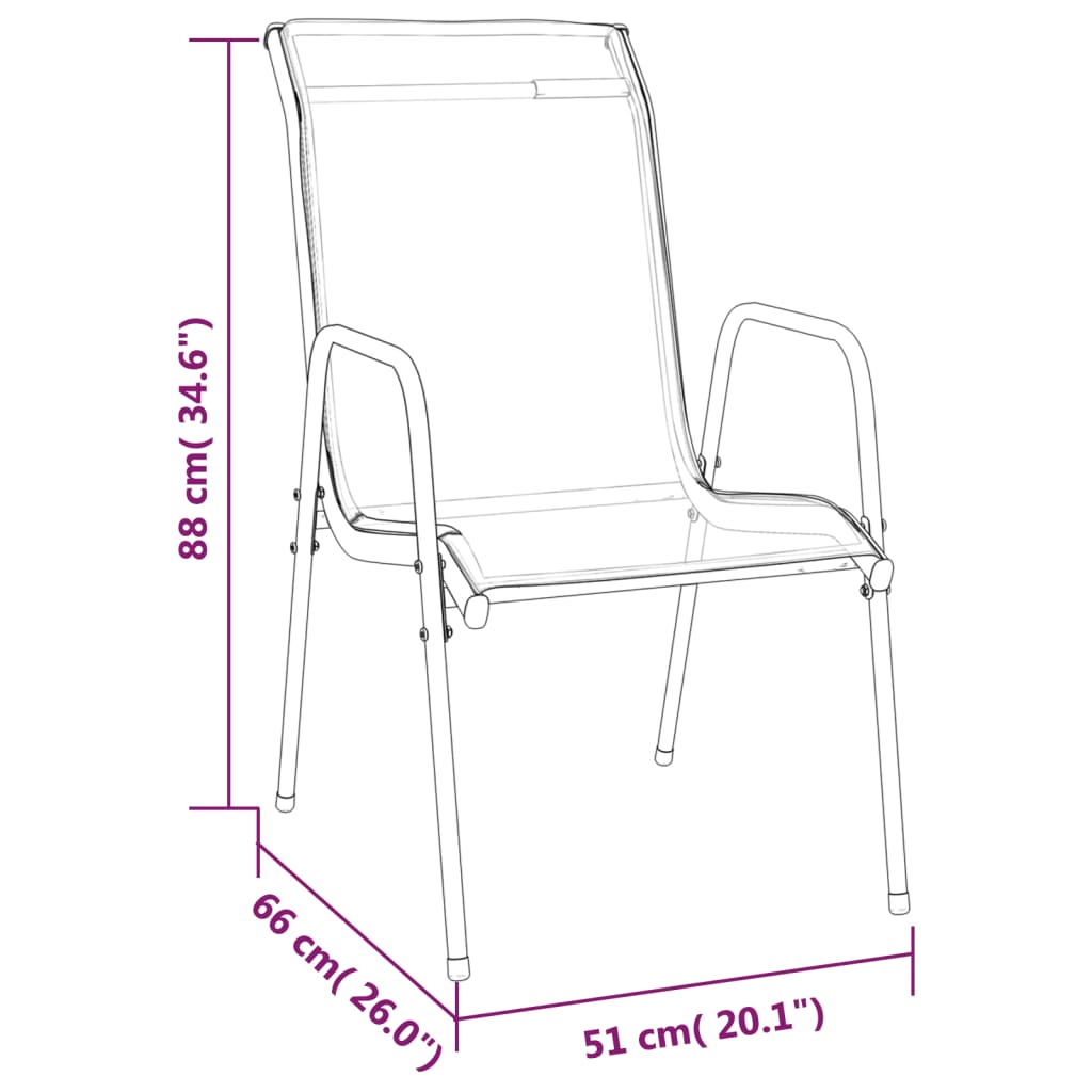 vidaXL Juego de comedor para jardín 9 piezas acero y textilene negro