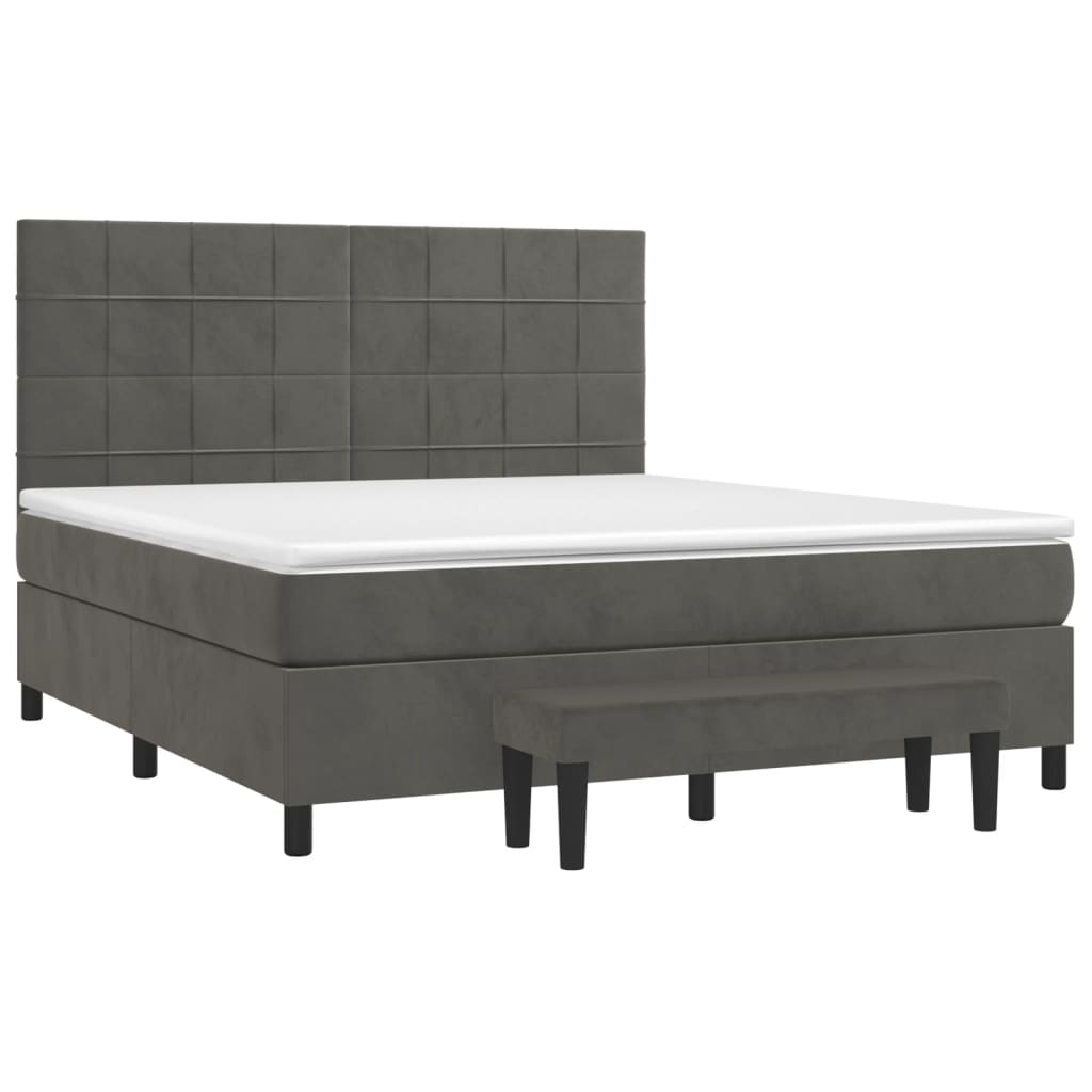 vidaXL Cama box spring con colchón terciopelo gris oscuro 180x200 cm