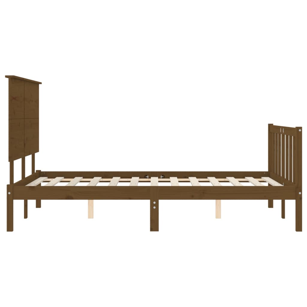 vidaXL Estructura cama y cabecero madera maciza marrón miel 200x200 cm