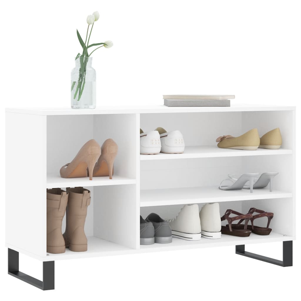 vidaXL Mueble zapatero madera contrachapada blanco 102x36x60 cm