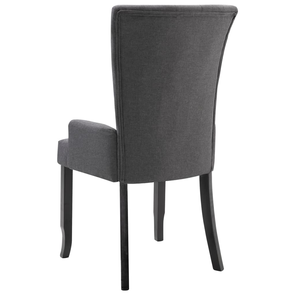 vidaXL Silla de comedor con reposabrazos de tela gris oscuro