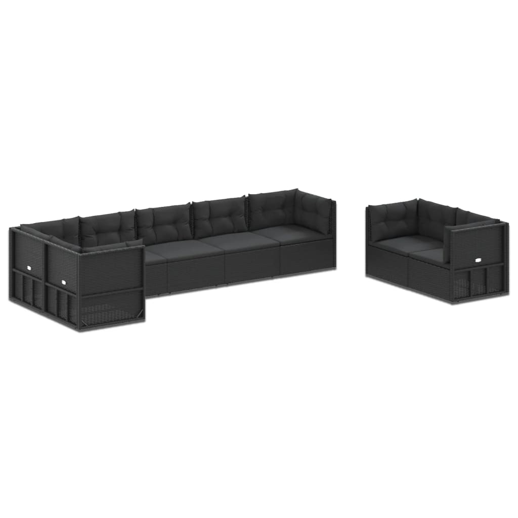 vidaXL Set de muebles de jardín 8 pzas y cojines ratán sintético negro