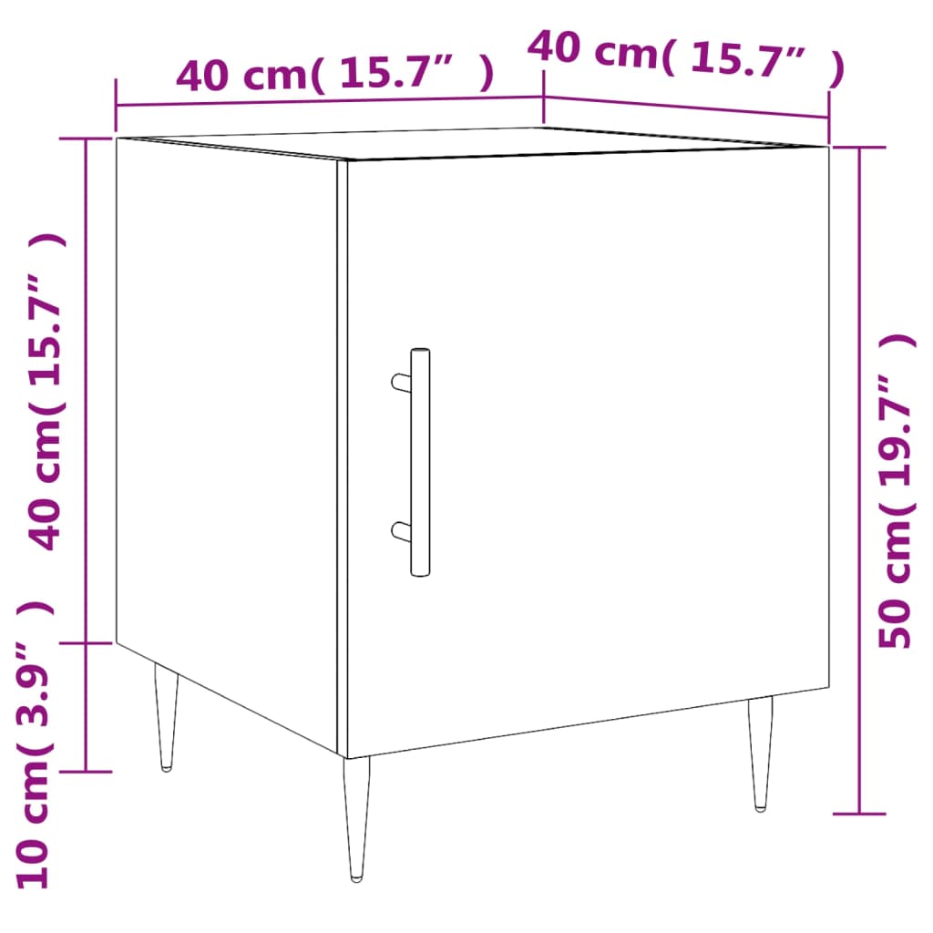 vidaXL Mesita de noche madera de ingeniería marrón roble 40x40x50 cm