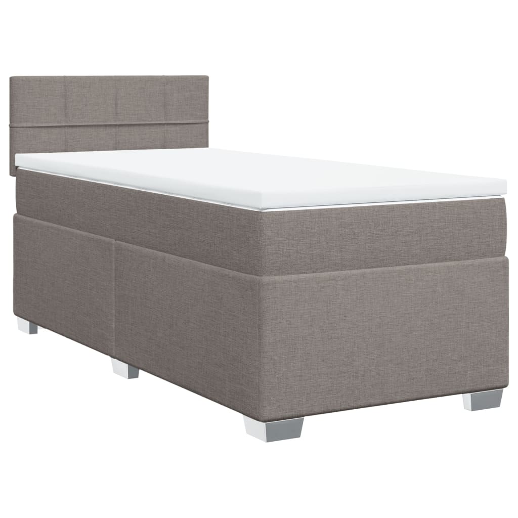 vidaXL Cama box spring con colchón tela gris taupe 100x200 cm