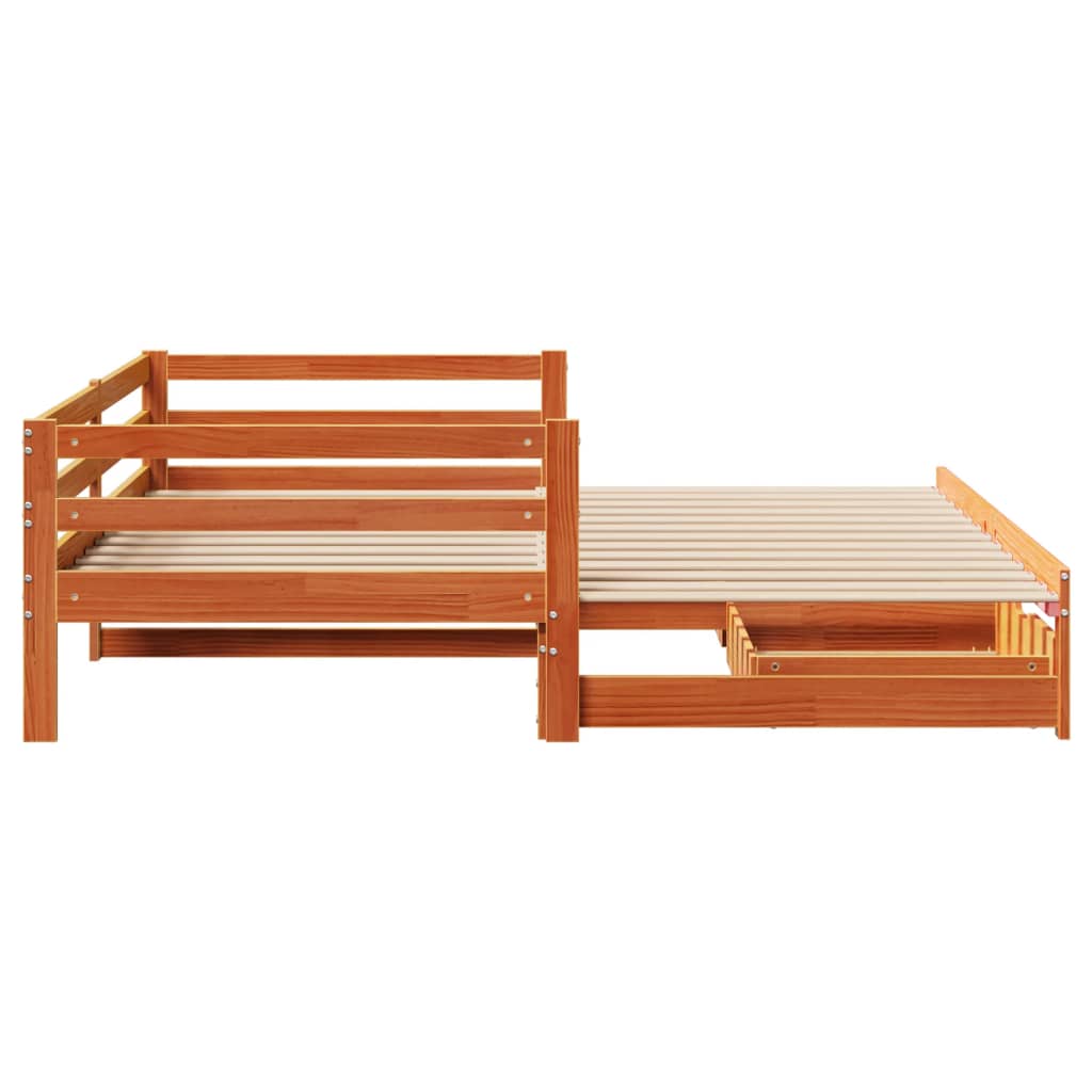 vidaXL Sofá cama nido con cajones madera maciza de pino 90x200 cm