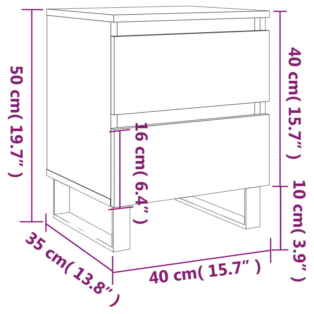 vidaXL Mesita de noche madera de ingeniería roble ahumado 40x35x50 cm