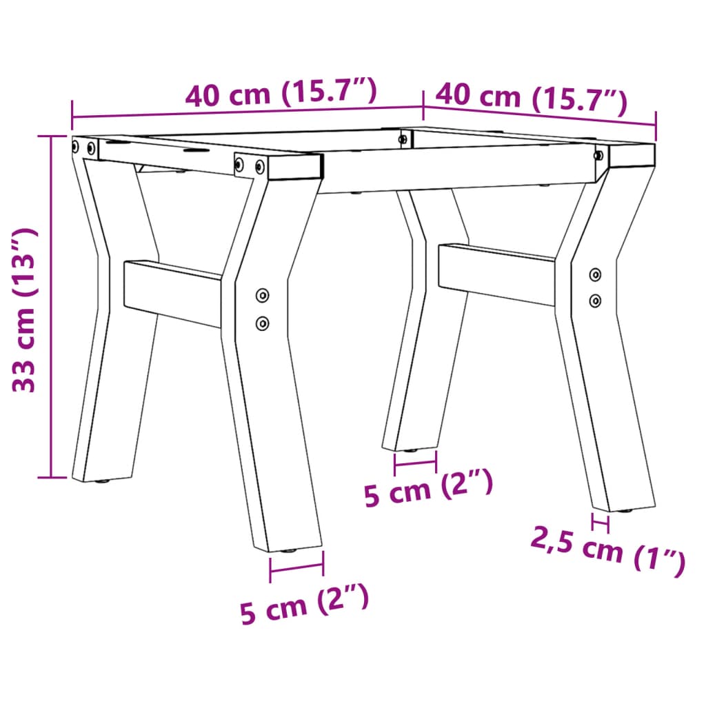 vidaXL Patas de mesa de centro estructura Y hierro fundido 40x40x33 cm