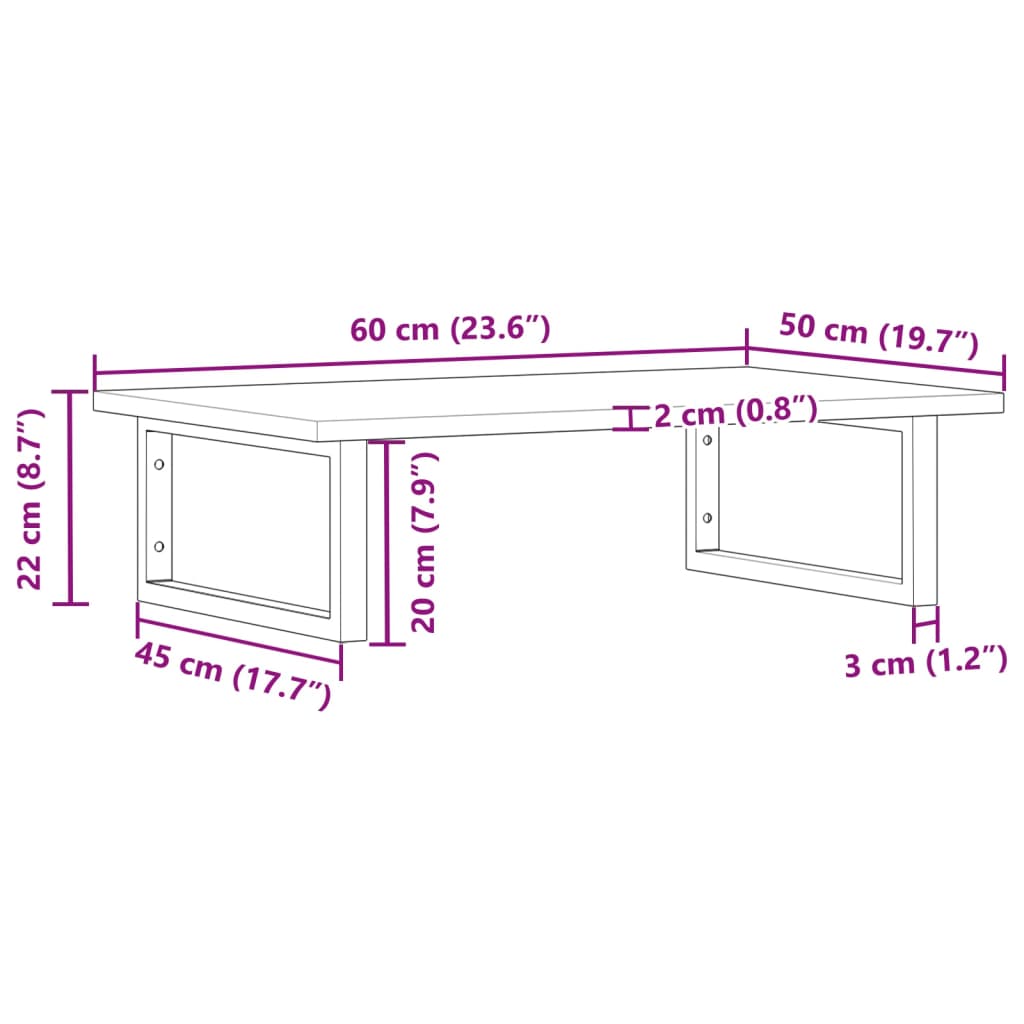 vidaXL Estante de lavabo de pared acero y madera maciza de acacia