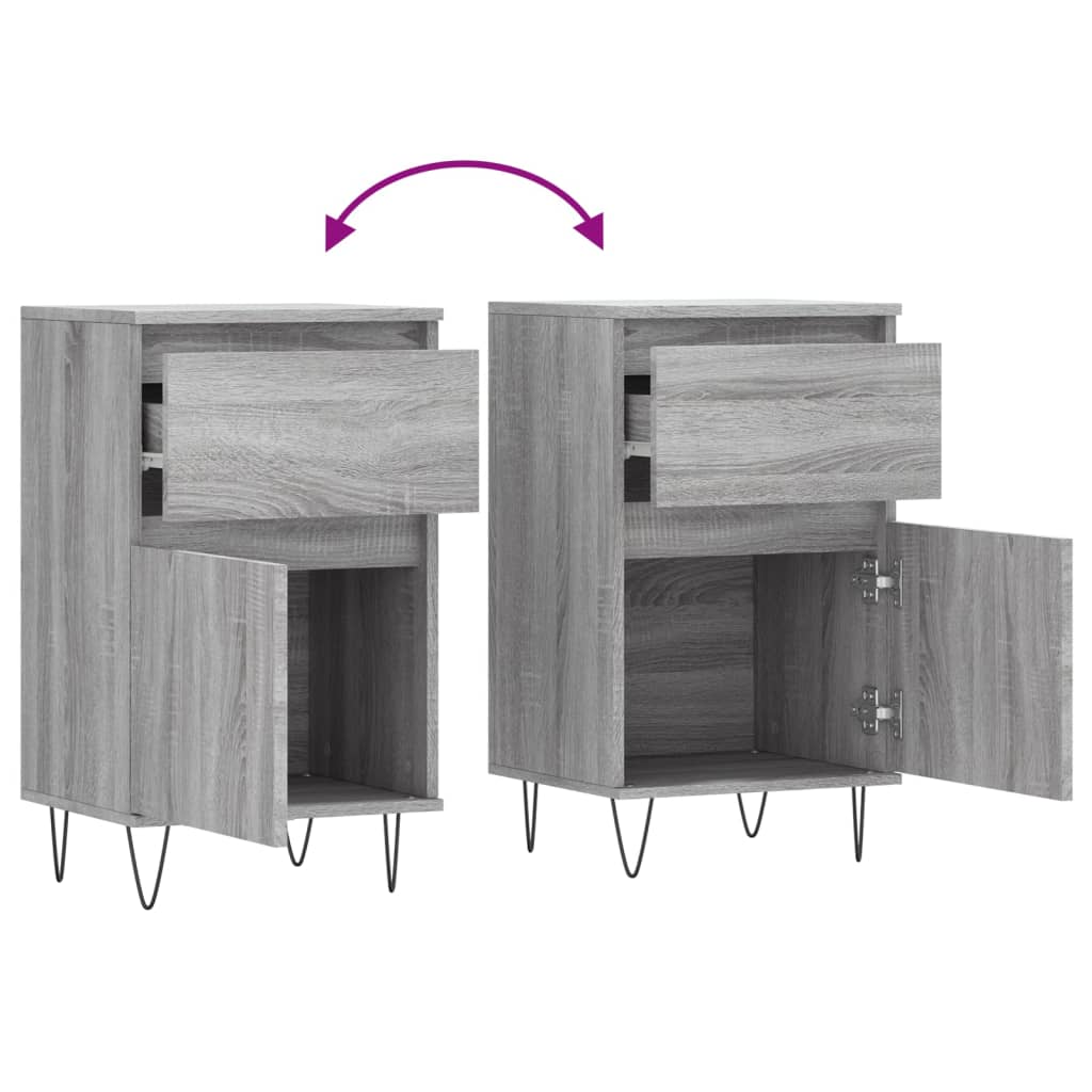 vidaXL Aparadores 2 uds madera de ingeniería gris Sonoma 40x35x70 cm