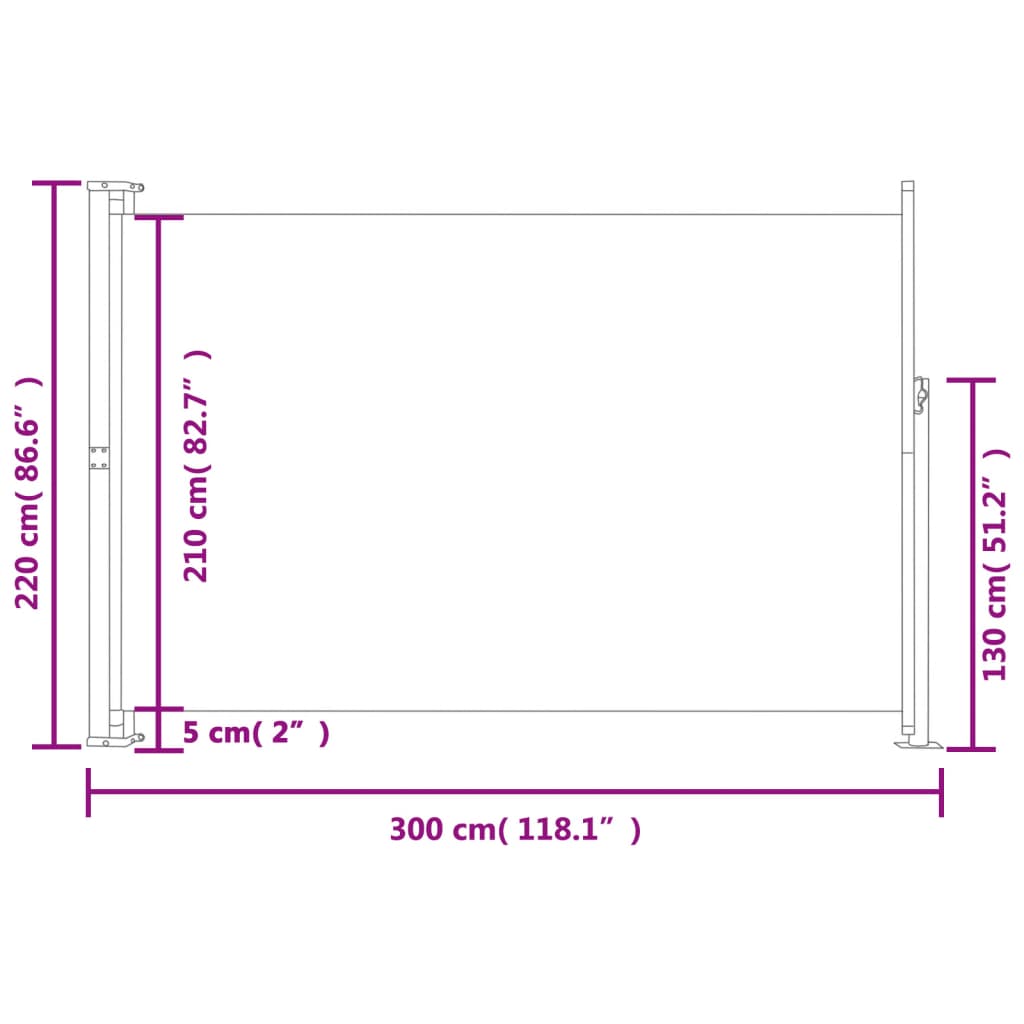 vidaXL Toldo lateral retráctil para patio marrón 220x300 cm