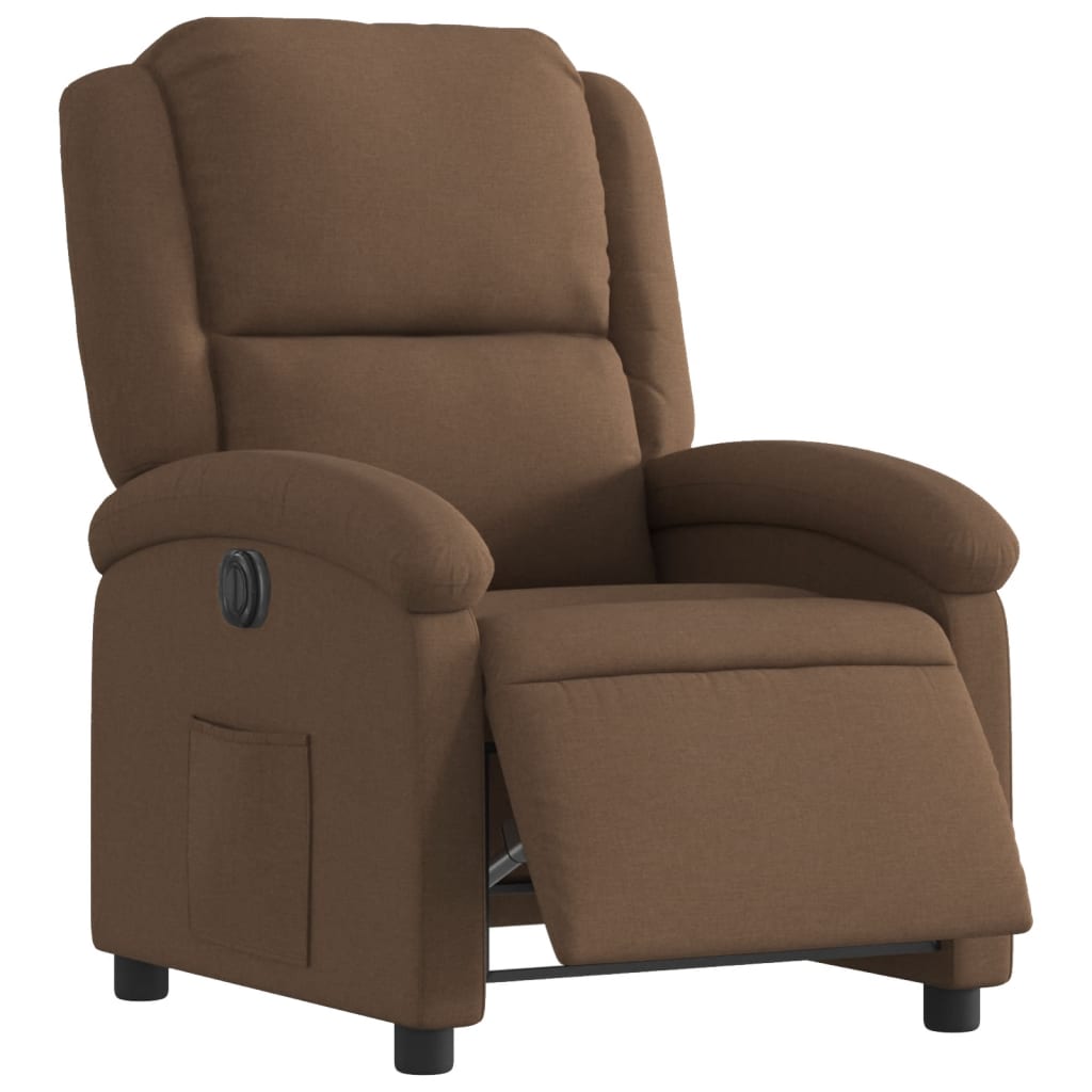 vidaXL Sillón reclinable eléctrico de tela marrón