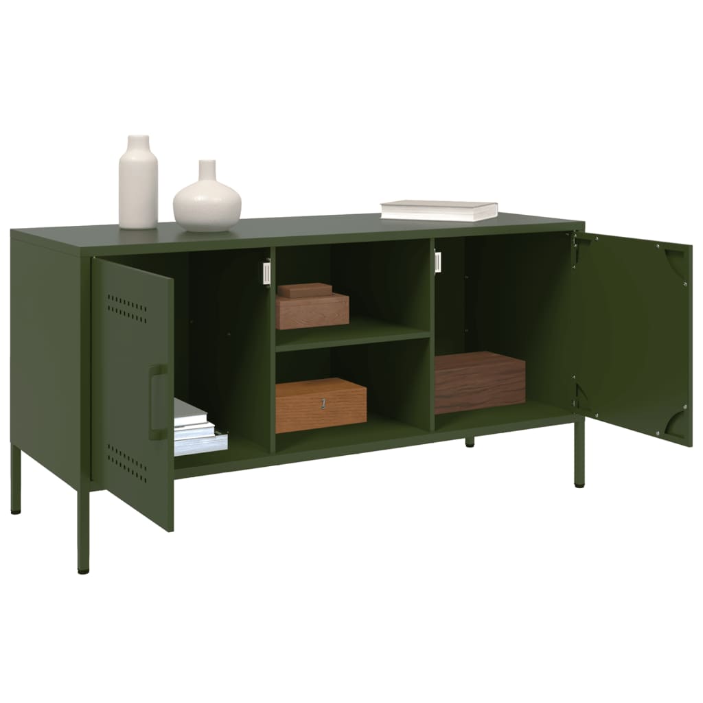 vidaXL Mueble de TV de acero verde oliva 100,5x39x50,5 cm