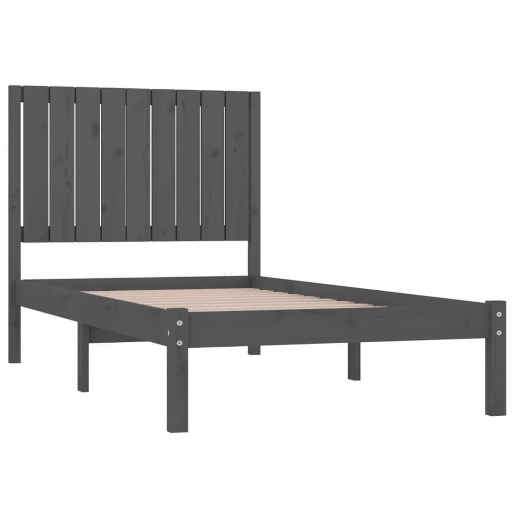 vidaXL Estructura de cama madera maciza de pino gris 90x200 cm