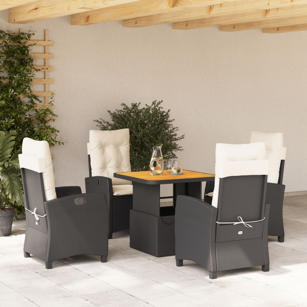 vidaXL Set de muebles jardín 5 pzas con cojines ratán sintético negro