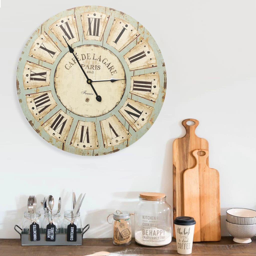 vidaXL Reloj de pared de MDF multicolor 60 cm