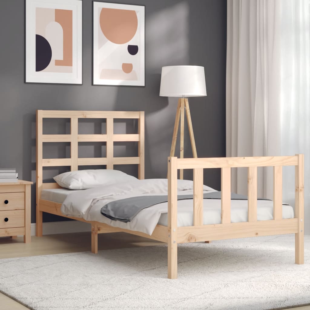 vidaXL Estructura de cama con cabecero madera maciza 90x200 cm