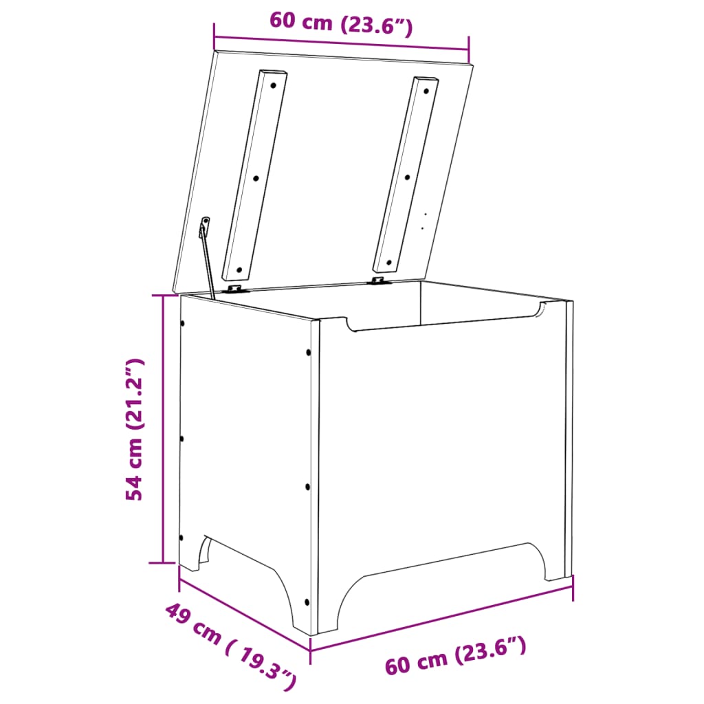 vidaXL Caja de almacenaje y tapa RANA madera maciza blanca 60x49x54 cm