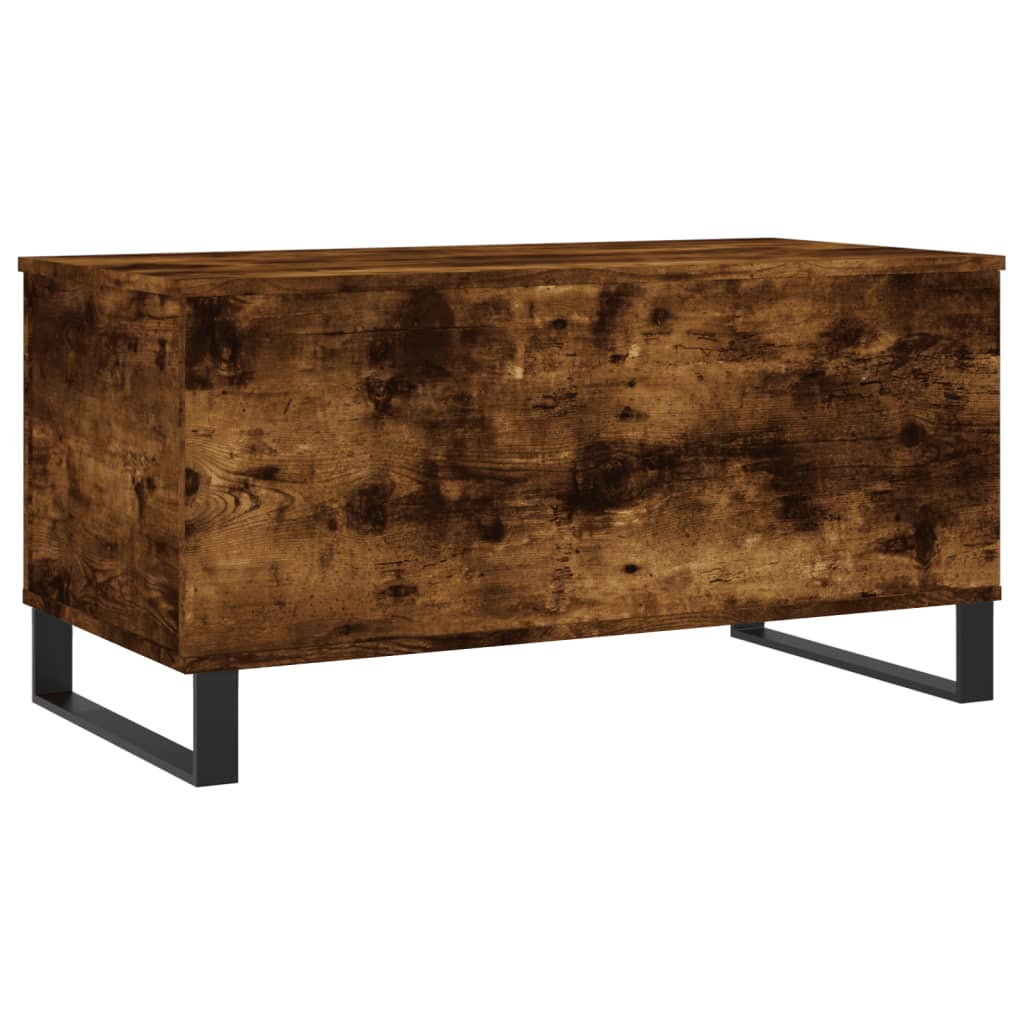 vidaXL Mesa de centro madera contrachapada roble ahumado 90x44,5x45 cm